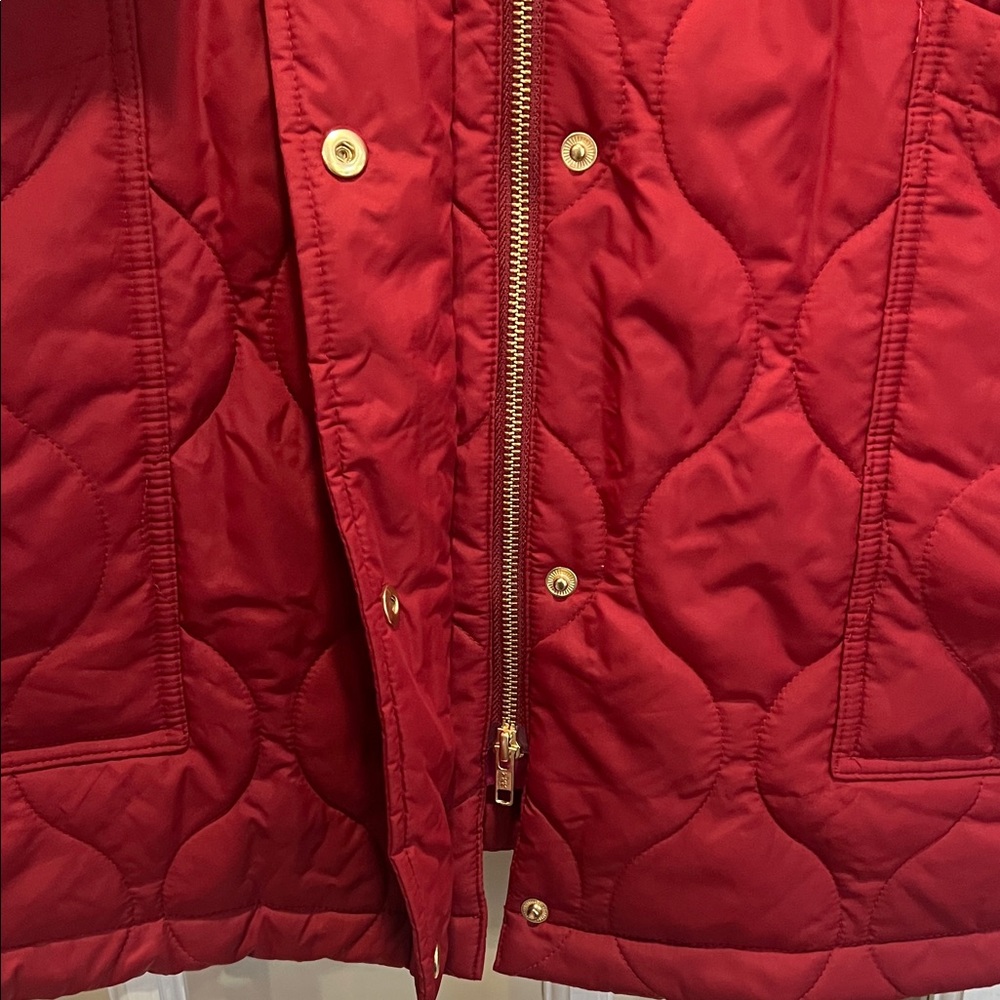 J. Crew Women's Deep Red Quilted Puffer Jacket - Picture 5 of 10